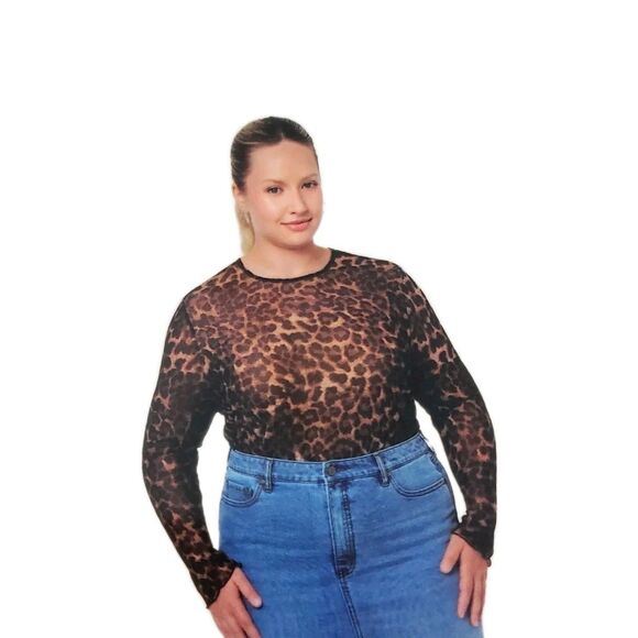 Edited by Remi Bader Women's Long Sleeve Lined Bodice Mesh Top Size 1X NWT - Picture 1 of 8